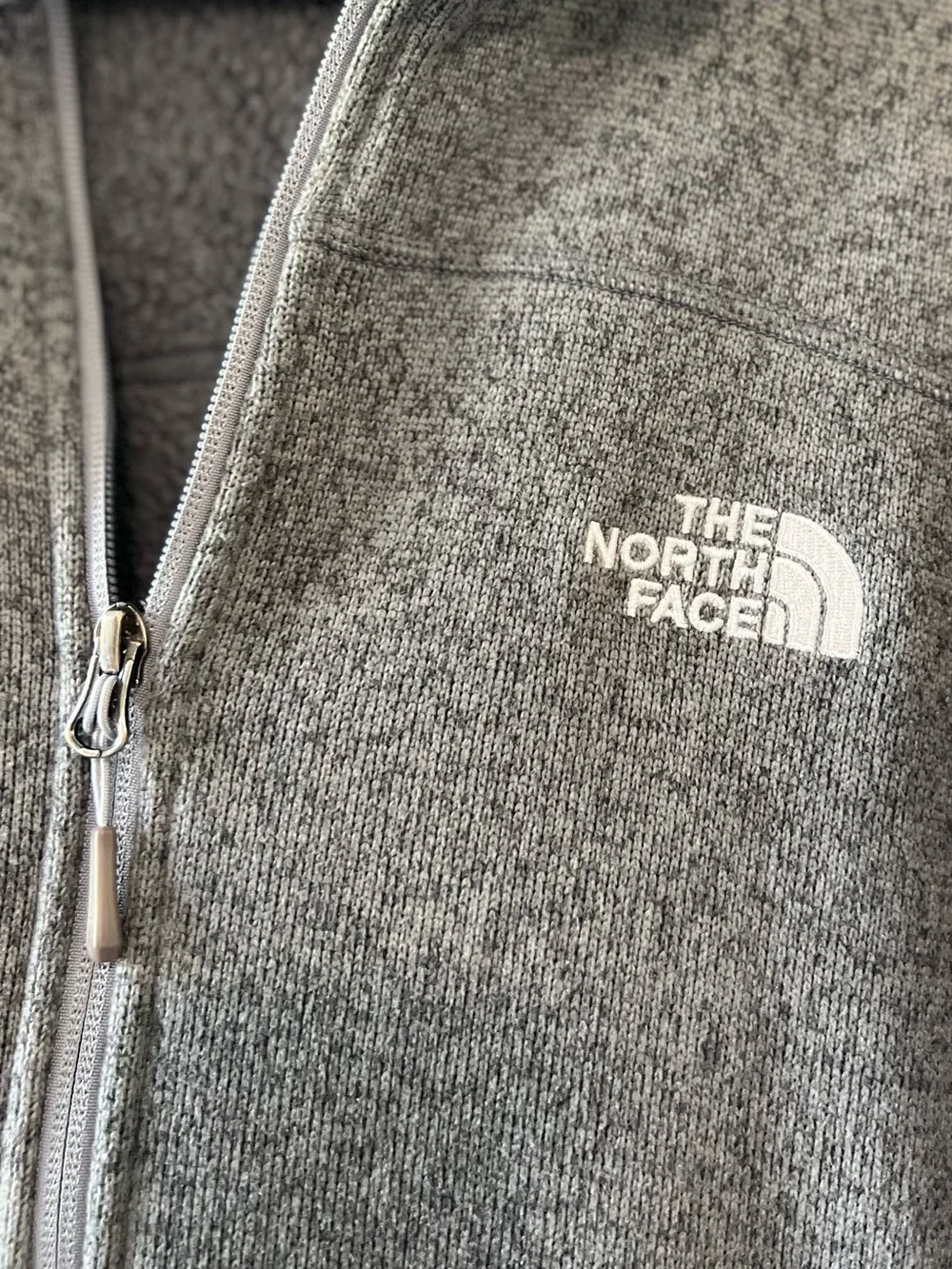 The North Face Gray Heather Grey Sweater Fleece Jacket Coat Full Zip Mens Small